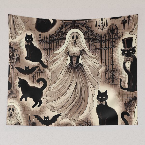 Item preview, Victorian Ghost Cats Night designed and sold by JavisSRDesign.