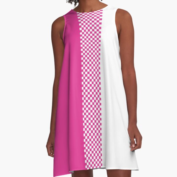 Item preview, 60's, 70's, 80's, Retro Pink and White Colorblock Checkerboard Stripe designed and sold by MellowCat.