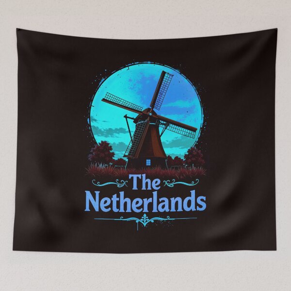 Item preview, The Netherlands Retro Windmill Design designed and sold by TheArtOfPat.