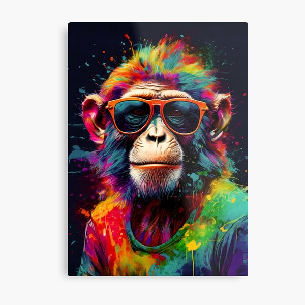 Thinking monkey - Colorful smart monkey painting, young art, colorful watercolors painting, monkey with glasses print, cool outlet monkey