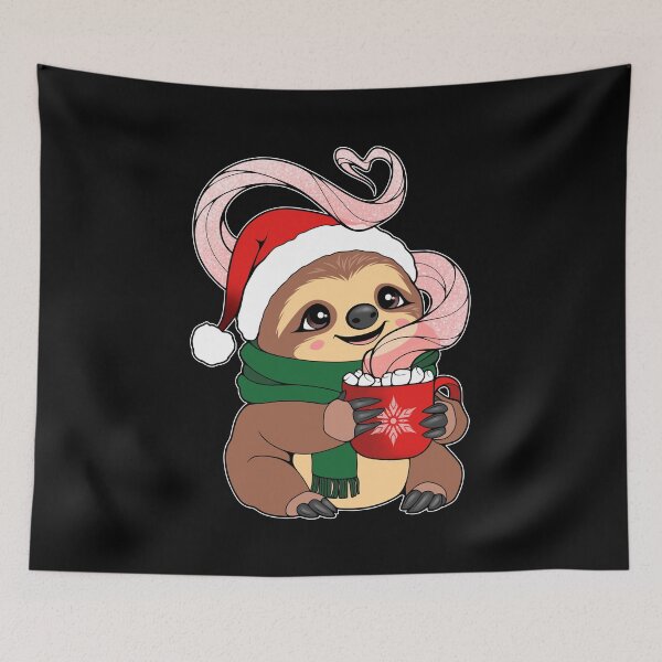 Item preview, Kawaii Sloth Hot Cocoa (Black Background) designed and sold by ObsidianDaz.