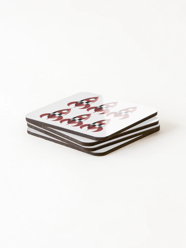 Thumbnail 4 of 5, Coasters (Set of 4), Six Red Retro Rockets designed and sold by Ravvick.