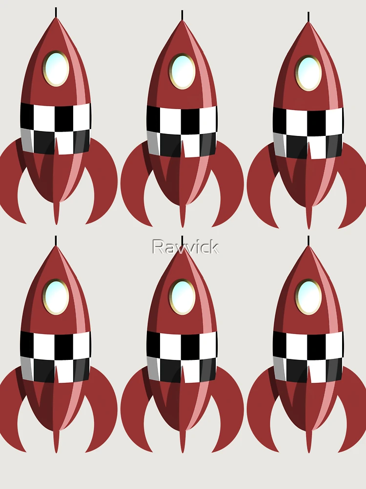 Thumbnail 6 of 6, Premium Oversized Hoodie, Six Red Retro Rockets designed and sold by Ravvick.