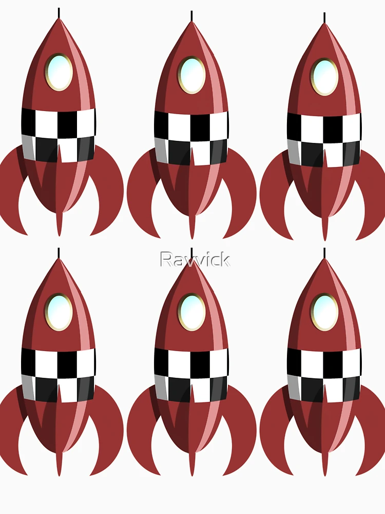 Thumbnail 6 of 6, Pullover Hoodie, Six Red Retro Rockets designed and sold by Ravvick.