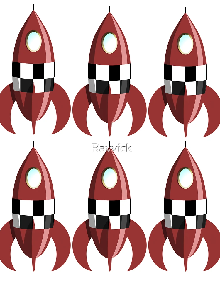 Thumbnail 4 of 4, Boxy T-Shirt, Six Red Retro Rockets designed and sold by Ravvick.