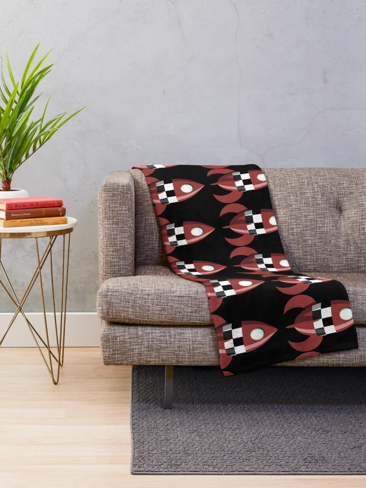 Thumbnail 2 of 6, Throw Blanket, Six Red Retro Rockets designed and sold by Ravvick.