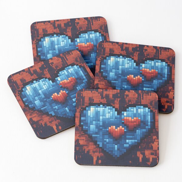 Item preview, Retro Pixelated Heart Pattern in Blue designed and sold by Have Mercy.