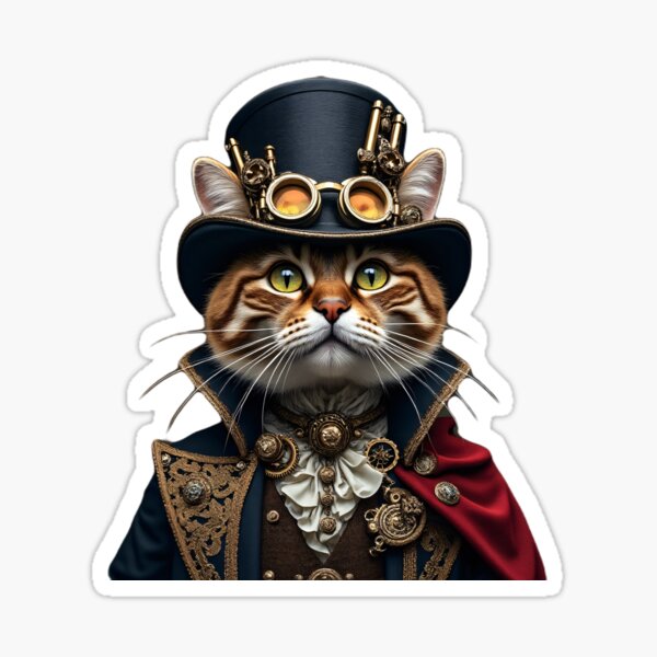 Item preview, Steampunk-Katze: Eine königliche Katze in viktorianischer Pracht designed and sold by DeepE-Sense.