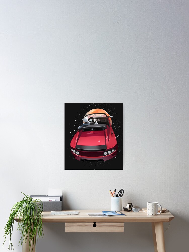 Spacex Starman Dont Panic Tesla Roadster Elon Musk Poster