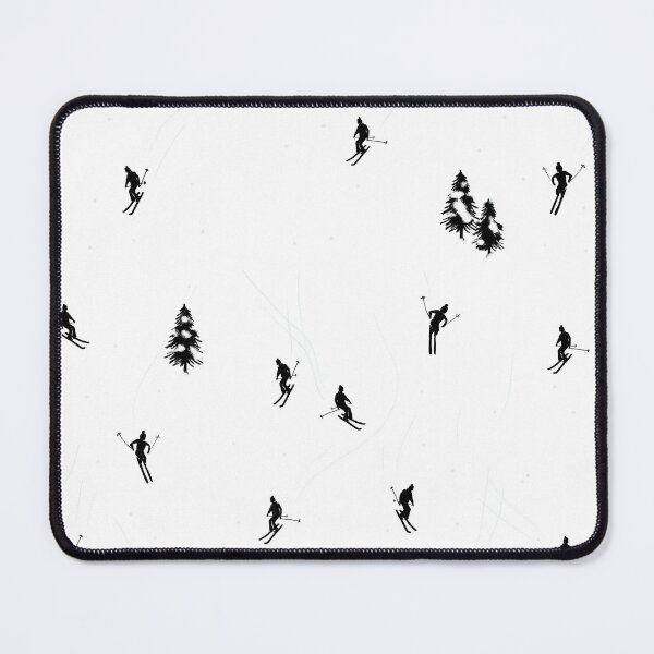 Item preview, Minimalist aerial black and white Downhill Mountain Skiers illustration designed and sold by pink-cowboy.
