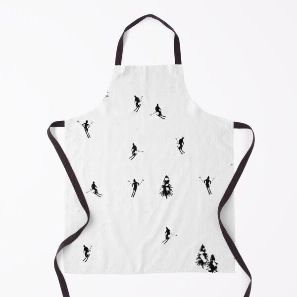 Item preview, Minimalist aerial black and white Downhill Mountain Skiers illustration designed and sold by pink-cowboy.