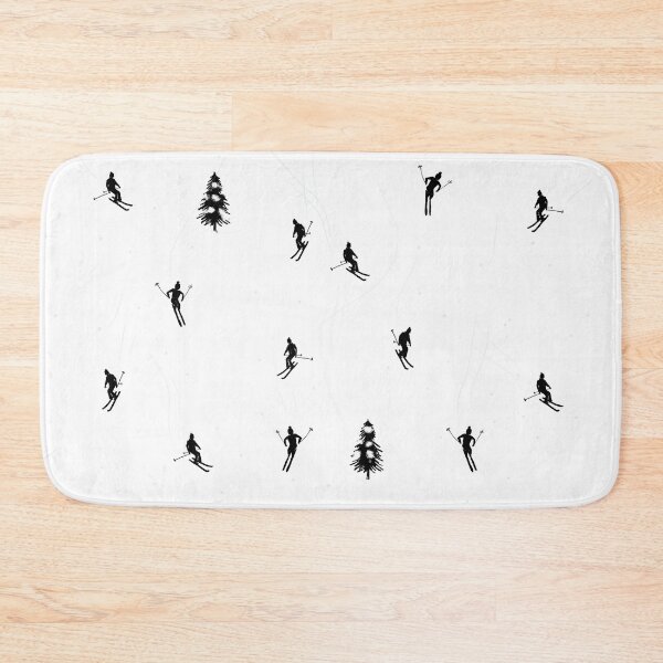 Item preview, Minimalist aerial black and white Downhill Mountain Skiers illustration designed and sold by pink-cowboy.