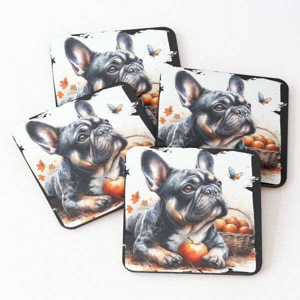 Item preview, French Bulldog Next to Apple Basket - Autumn Scene Art designed and sold by Hungry-Murphy.