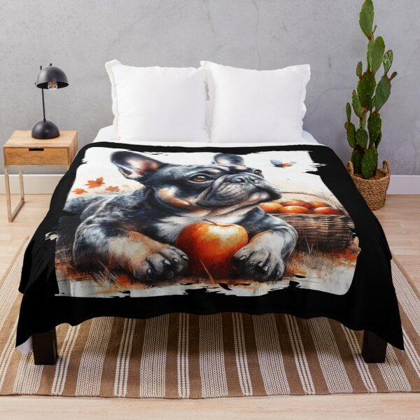Item preview, French Bulldog Next to Apple Basket - Autumn Scene Art designed and sold by Hungry-Murphy.