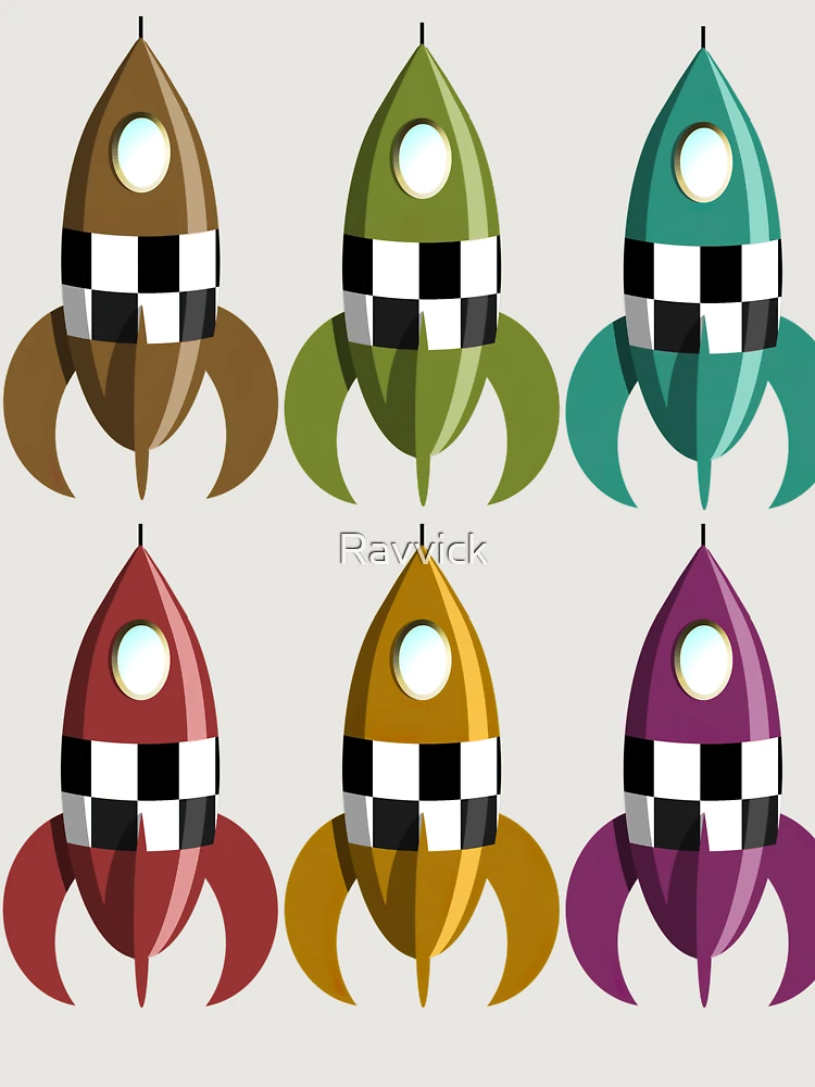Thumbnail 6 of 6, Premium Oversized Hoodie, Six Colorful Retro Rockets designed and sold by Ravvick.