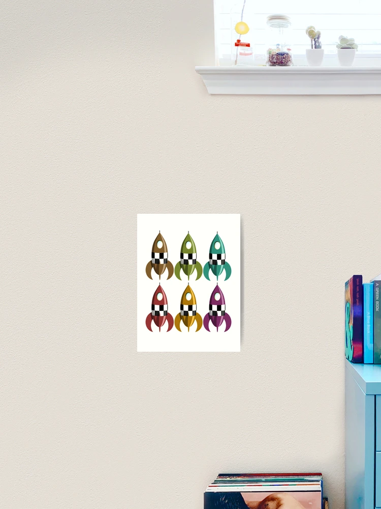 Thumbnail 2 of 3, Art Print, Six Colorful Retro Rockets designed and sold by Ravvick.