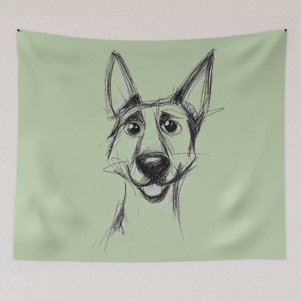 Item preview, German Shepard Dog Sketch designed and sold by MaryFiore.