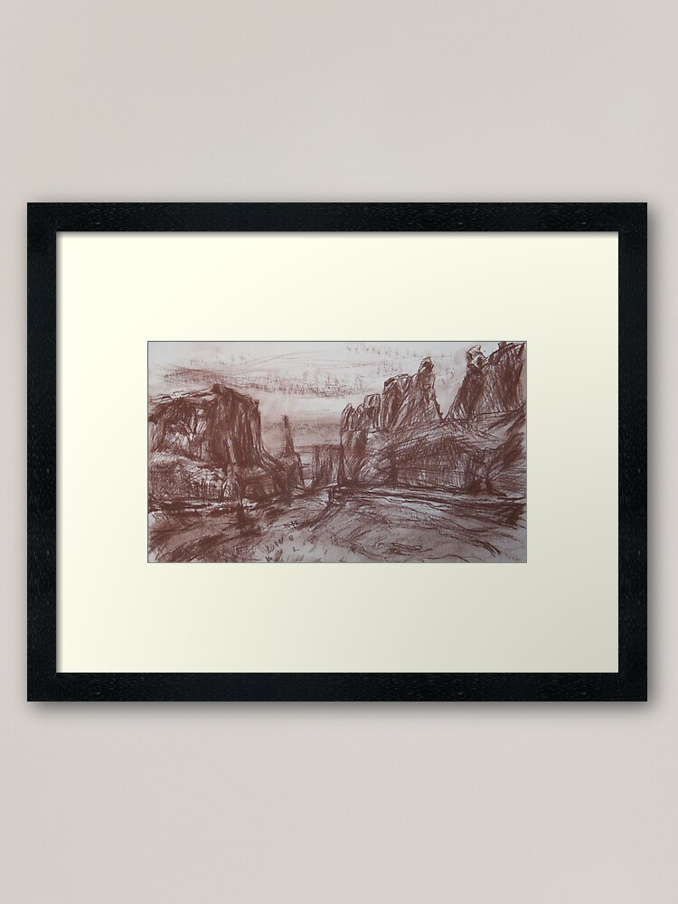 Thumbnail 1 of 7, Framed Art Print, Mountains, sepia designed and sold by Anthropolog.