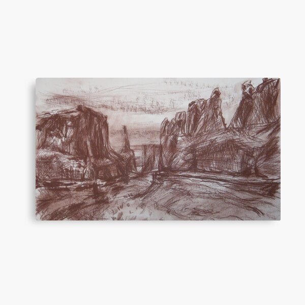 Mountains, sepia Canvas Print