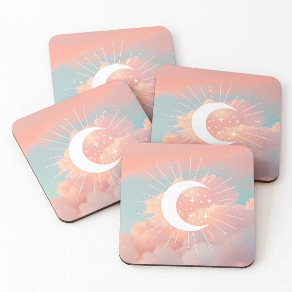 Item preview, Witchy Pink Clouds Crescent Moon designed and sold by WildWoodlandWitch.