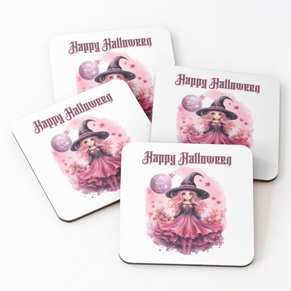 Item preview, Happy Halloween Cute Pink Witch designed and sold by QuirkyChicArts.