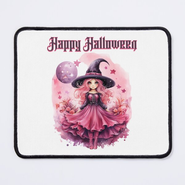 Item preview, Happy Halloween Cute Pink Witch designed and sold by QuirkyChicArts.