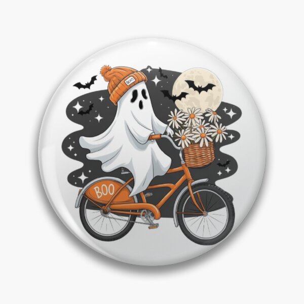 Item preview, Cute ghost riding a bike on Halloween designed and sold by luna--design.