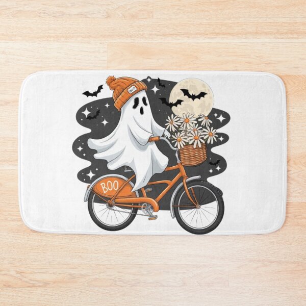 Item preview, Cute ghost riding a bike on Halloween designed and sold by luna--design.