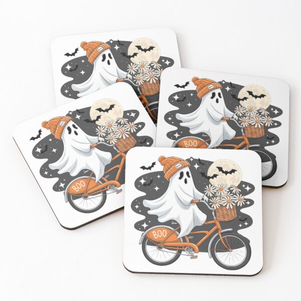 Item preview, Cute ghost riding a bike on Halloween designed and sold by luna--design.