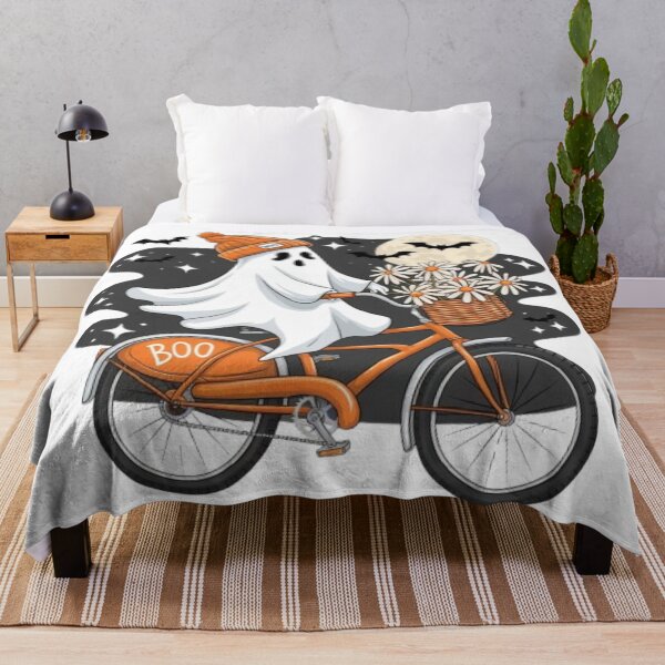 Item preview, Cute ghost riding a bike on Halloween designed and sold by luna--design.