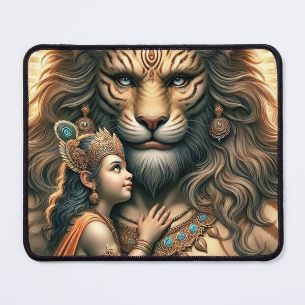 Item preview, Lord Narasimhadeva and Prahlada Design | Fierce Protector & Devotee Art | Hindu Spiritual Illustration designed and sold by raiseyourvibe1.