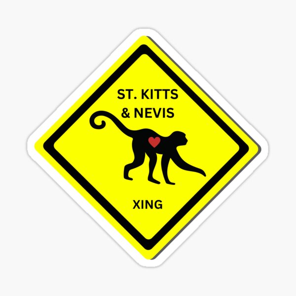 Saint Kitts and Nevis Monkey Crossing Sticker