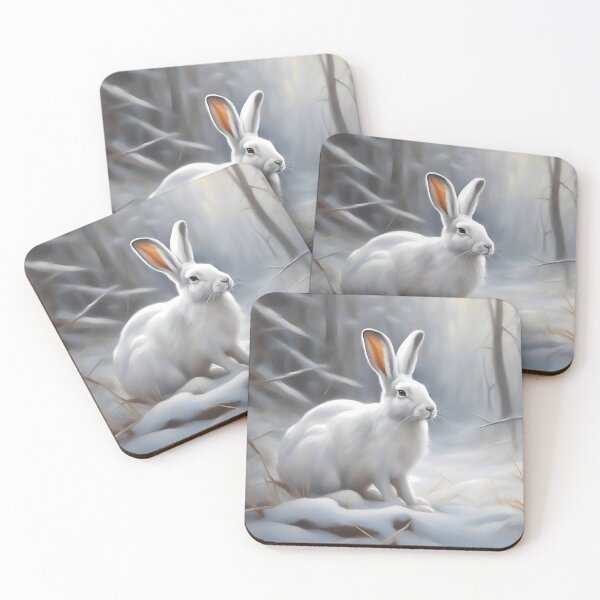 Item preview, White Winter Rabbit in Forest designed and sold by CalmnessbyChoice.