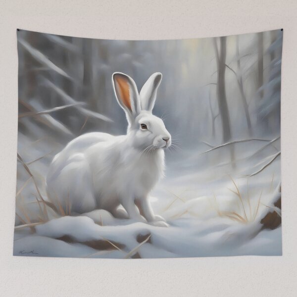 Item preview, White Winter Rabbit in Forest designed and sold by CalmnessbyChoice.