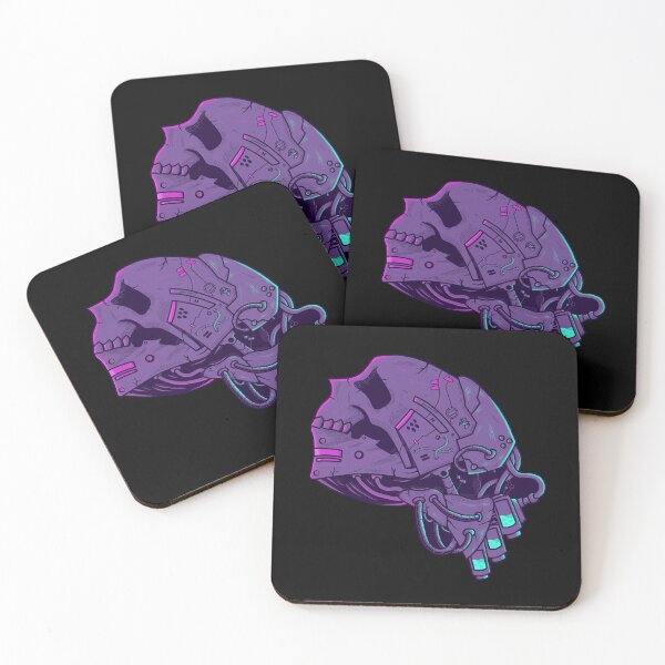 Item preview, Mecha Purple Skull with blue and pink neon designed and sold by efiik.