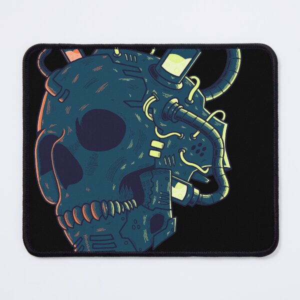 Item preview, Mecha Dark Blue Skull with yellow and orange neon designed and sold by efiik.