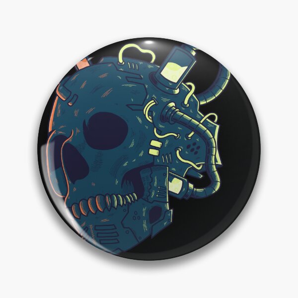 Item preview, Mecha Dark Blue Skull with yellow and orange neon designed and sold by efiik.