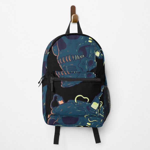 Item preview, Mecha Dark Blue Skull with yellow and orange neon designed and sold by efiik.