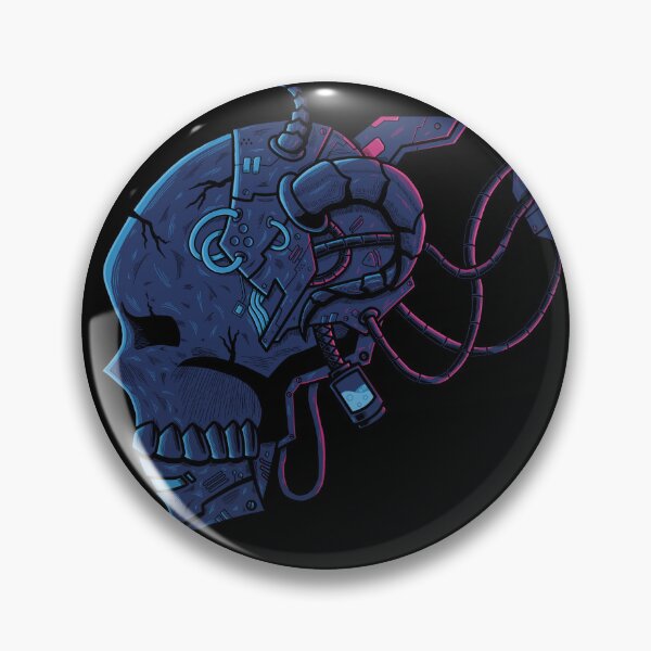 Item preview, Mecha Dark Blue Skull with blue and pink neon designed and sold by efiik.