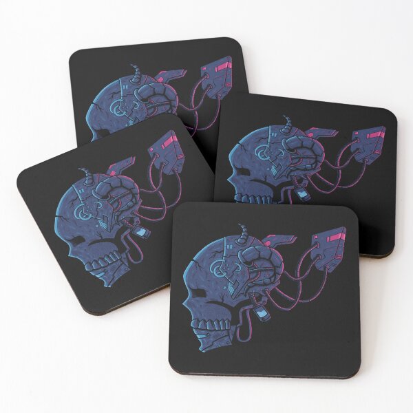 Item preview, Mecha Dark Blue Skull with blue and pink neon designed and sold by efiik.
