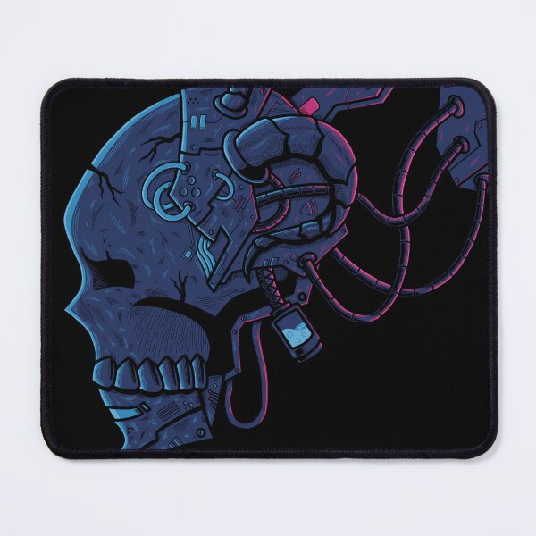 Item preview, Mecha Dark Blue Skull with blue and pink neon designed and sold by efiik.