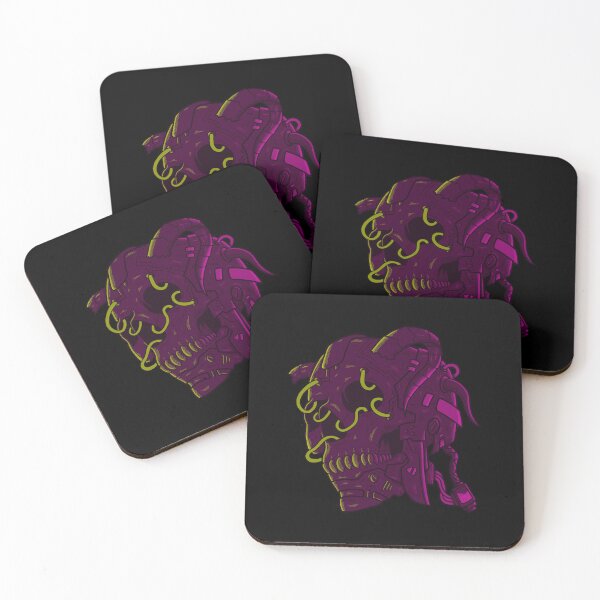 Item preview, Mecha Maroon Skull with pink and yellow neon designed and sold by efiik.