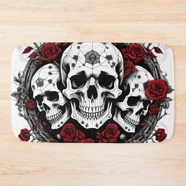 Item preview, Dark mandala of skulls and red roses designed and sold by MandalasShops.