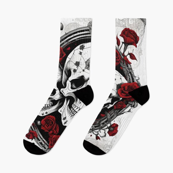 Item preview, Dark mandala of skulls and red roses designed and sold by MandalasShops.