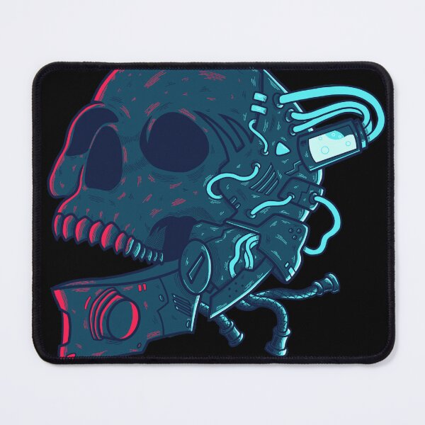 Item preview, Mecha Dark Blue Skull with light blue and red neon designed and sold by efiik.