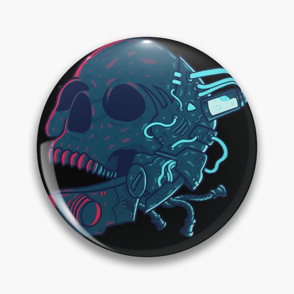Item preview, Mecha Dark Blue Skull with light blue and red neon designed and sold by efiik.