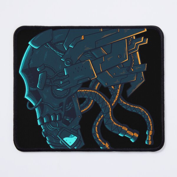 Item preview, Mecha Dark Blue Skull with light blue and orange neon designed and sold by efiik.