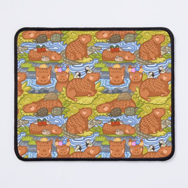 Item preview, Capybara and Friends repeating pattern  designed and sold by CraftyMartenArt.