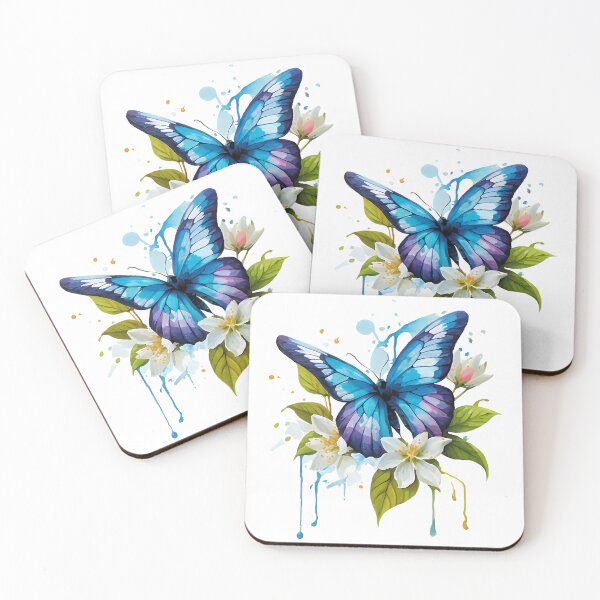 Item preview, Blue Morpho Butterfly and white jasmine flower designed and sold by Ann Miu Deluxe.