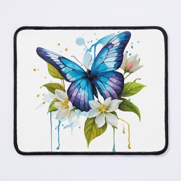 Item preview, Blue Morpho Butterfly and white jasmine flower designed and sold by Ann Miu Deluxe.